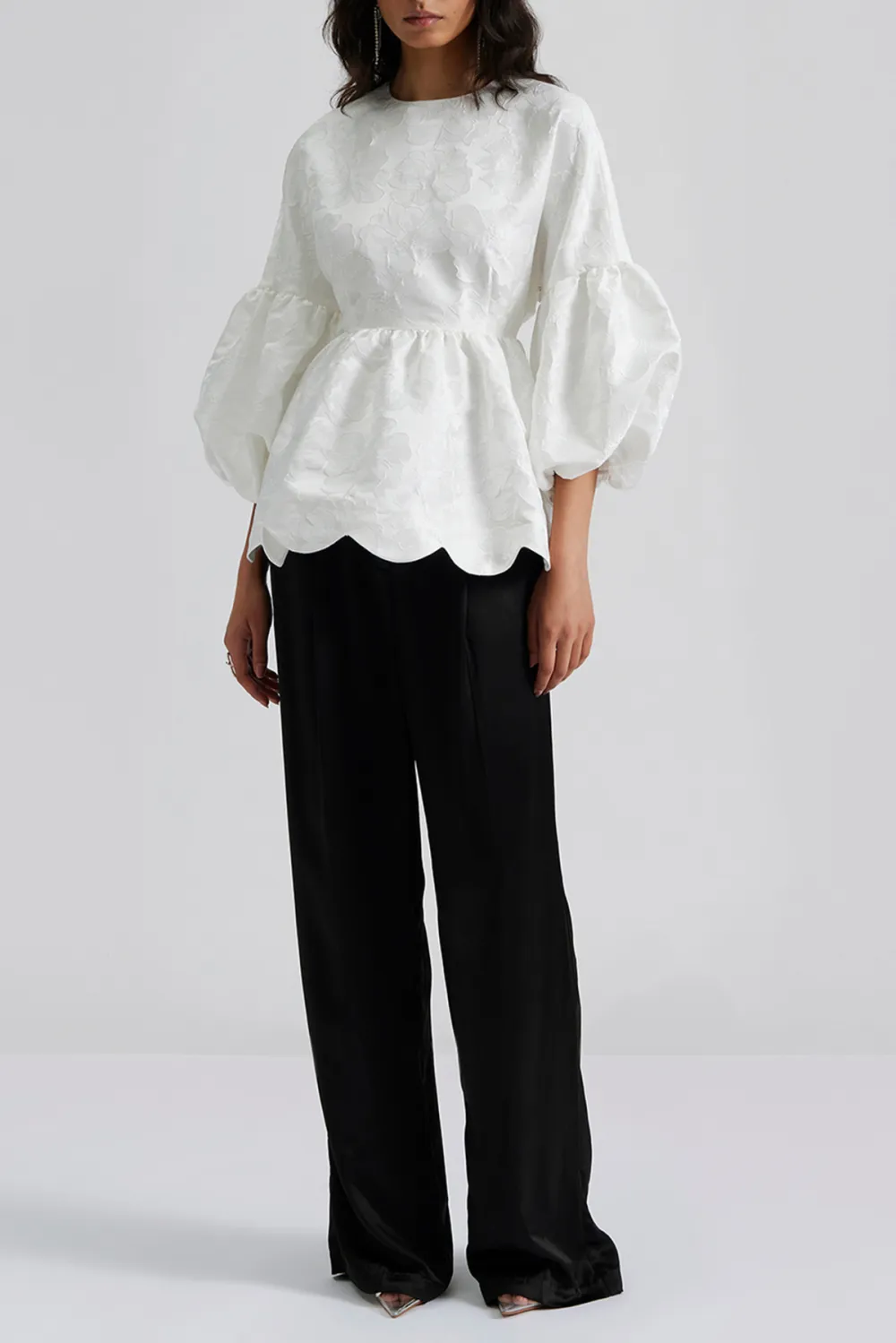 Wide Leg Crepe Trousers
