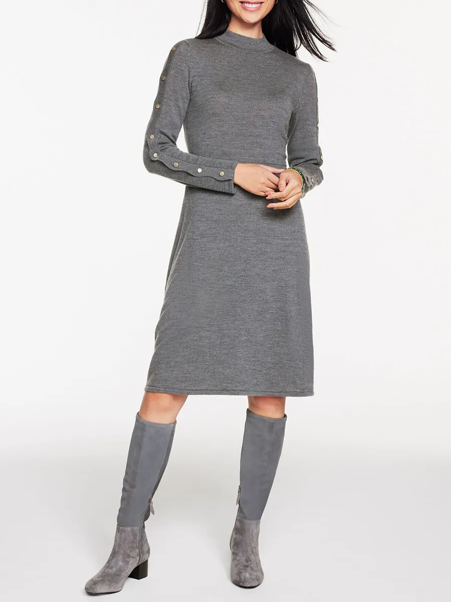 Lady'S Fashionable Fitted Mid-Length Wool Dress