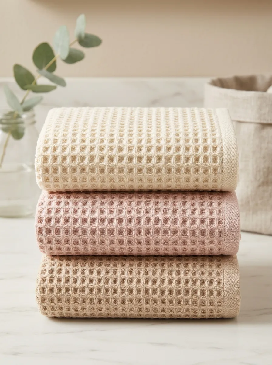 Minimalist Waffle-Texture Textured Three-Piece Towel Set