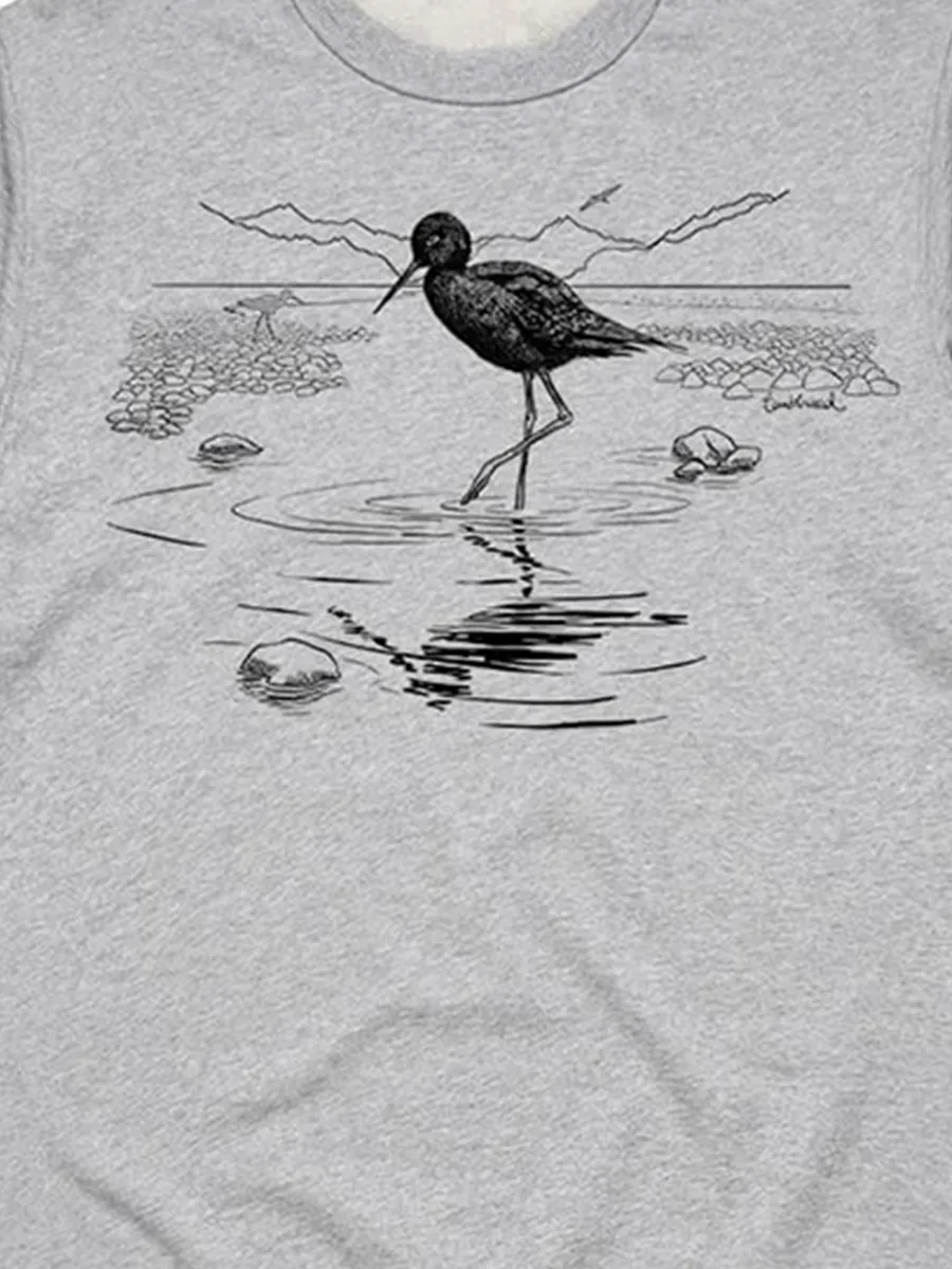 Simple white crane animal pattern versatile sports shirt