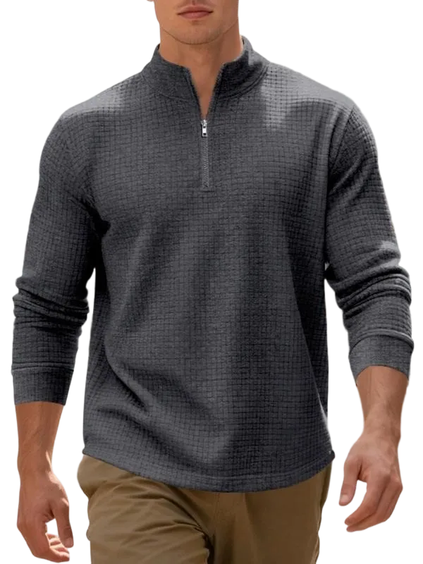Men's regular fit solid color half-zip sweatshirt