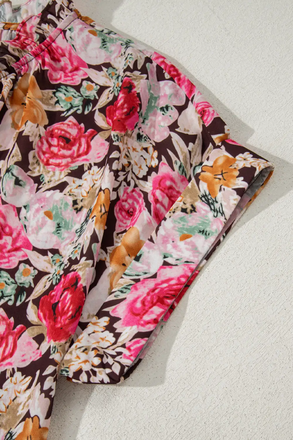 Floral Crew Neck Short Sleeve Blouse