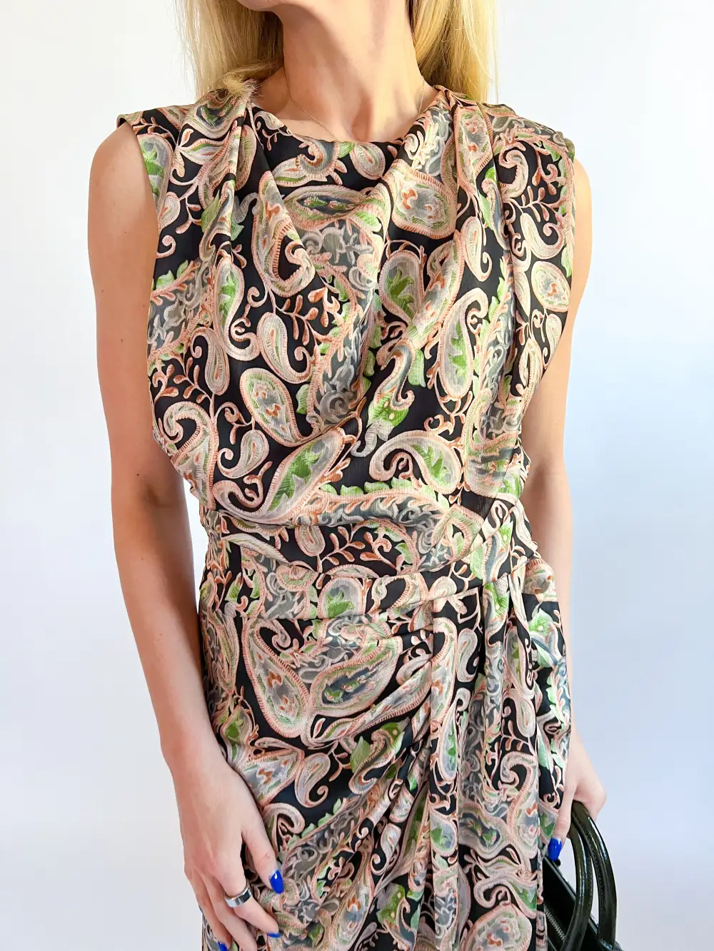 Printed Paisley Draped Top