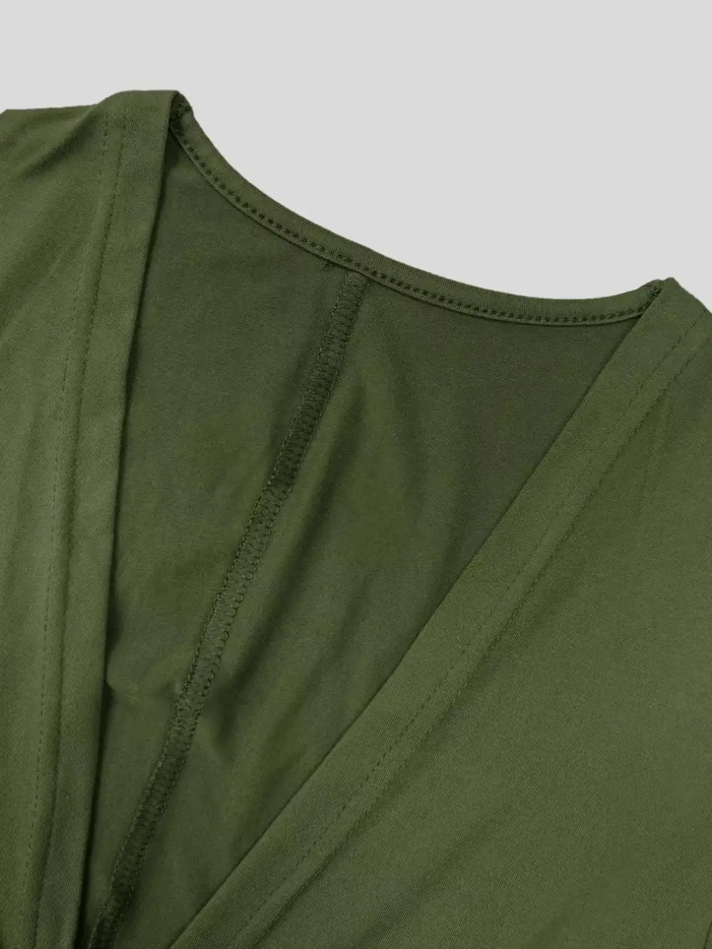 V Neck Ruched Midi Dress