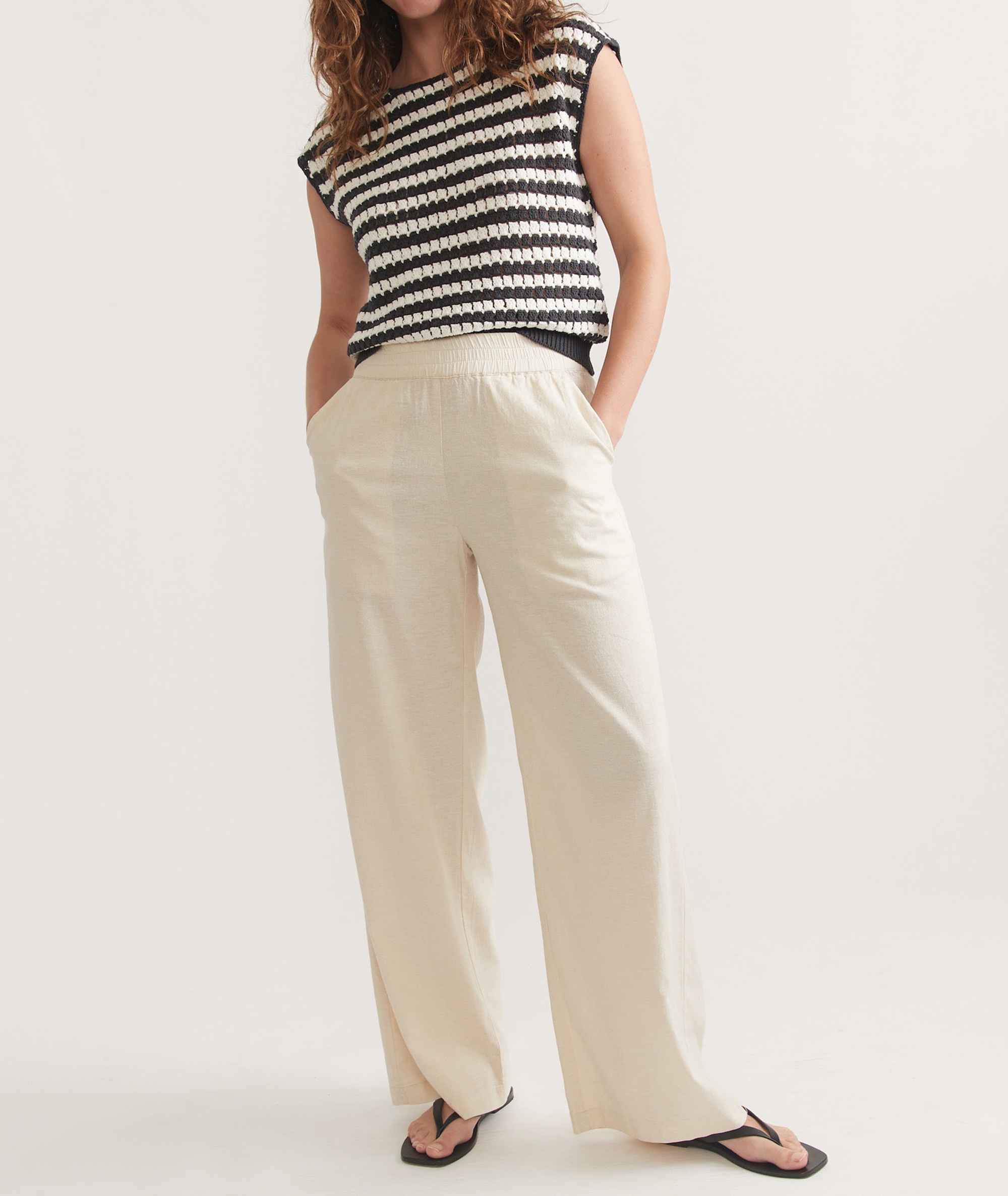 Sleeveless Striped Knit Blouse