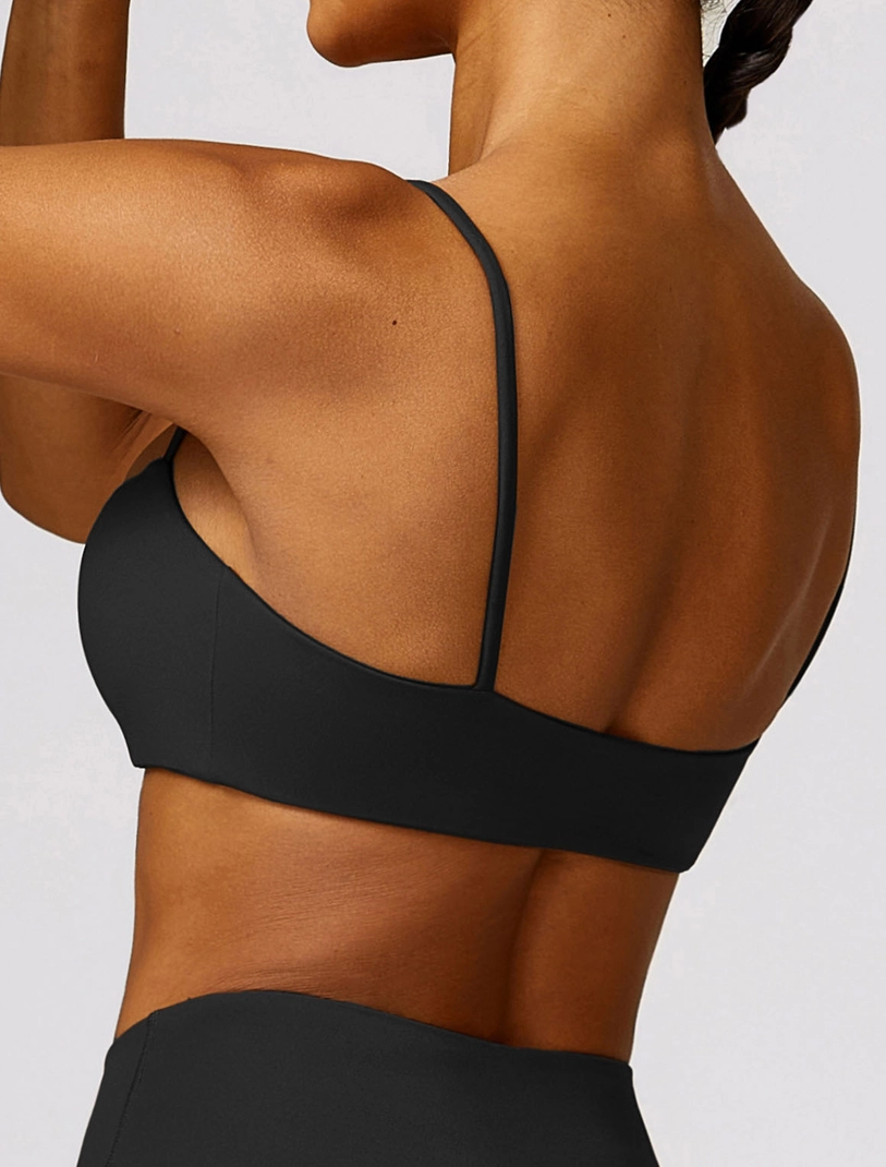 Square Neck Thin Strap Sports Bra