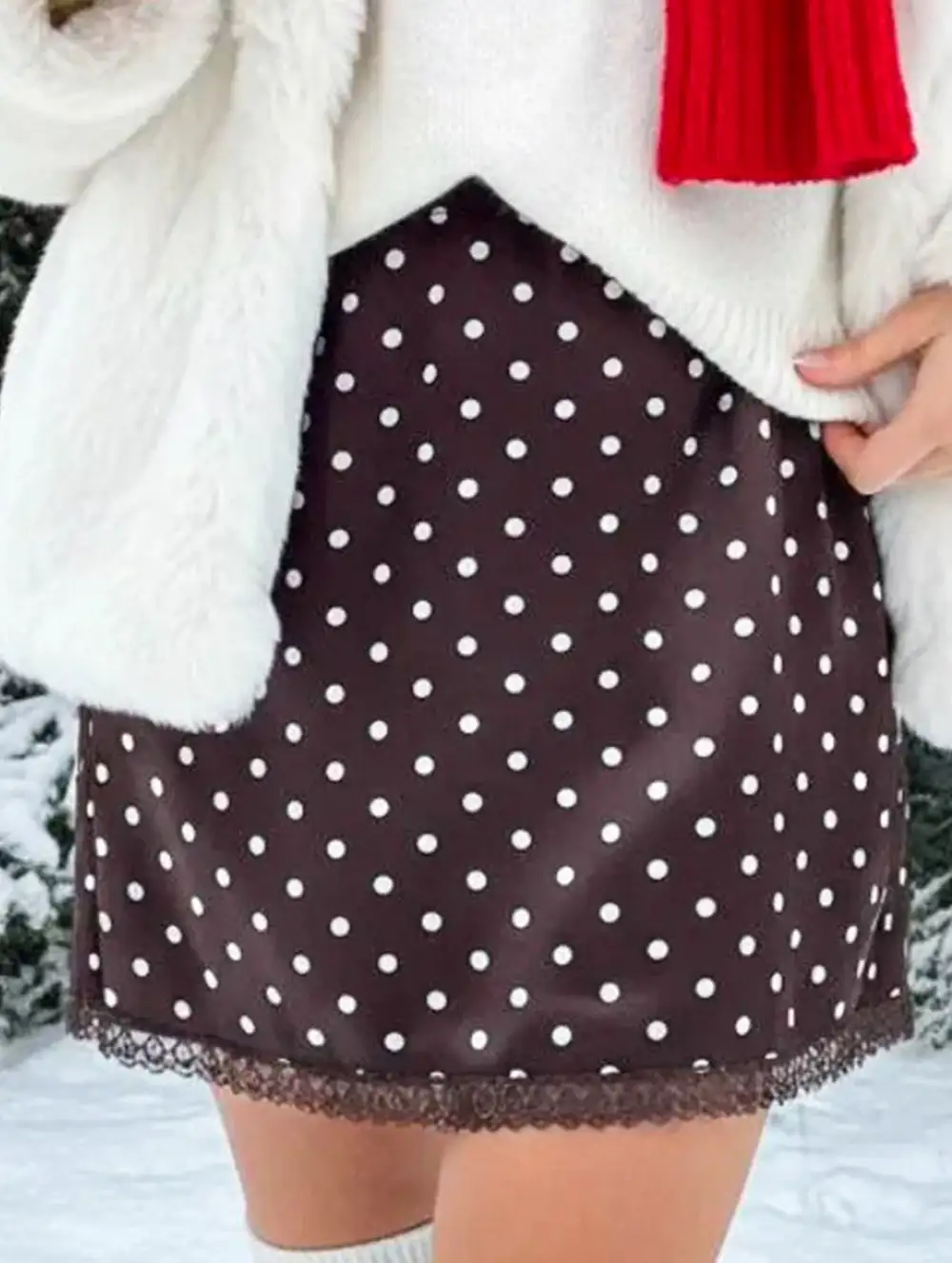 Polka Dot Straight Mini Skirt