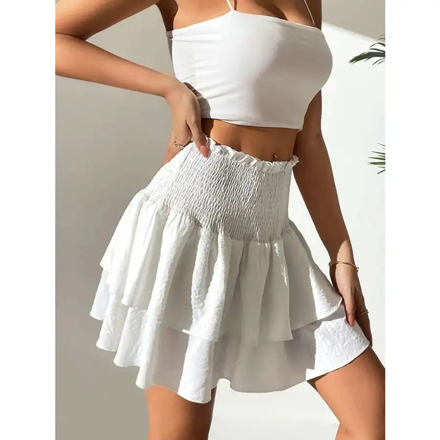 Smocked Layered Mini Skirt