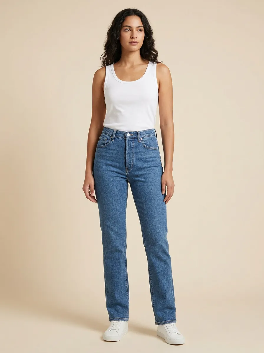 Women's High-Rise Straight-Leg Denim Jeans