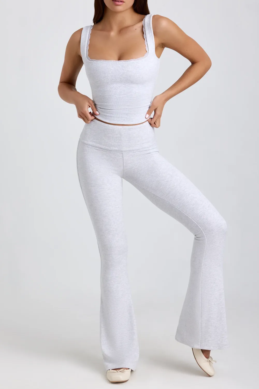 Comfortable Stretch Lace Trim Women's Trousers