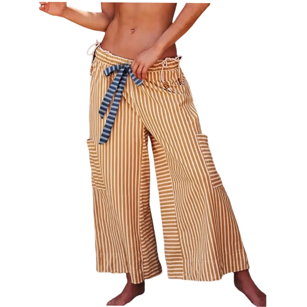 Women's Striped Wide Leg Pants