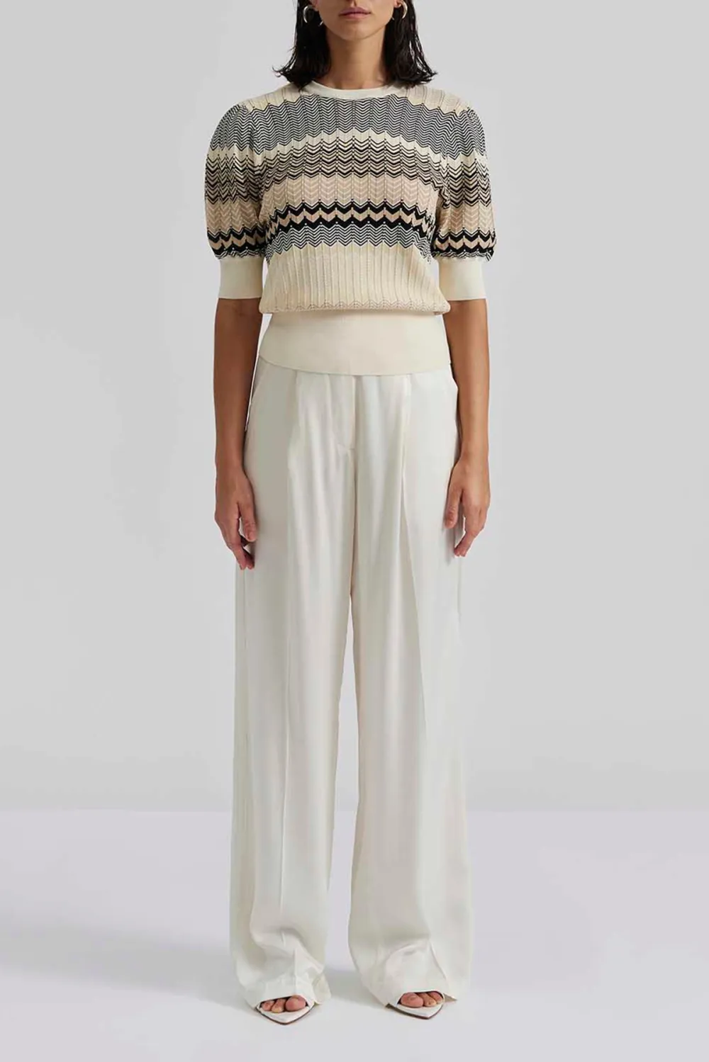 Wide Leg Crepe Trousers