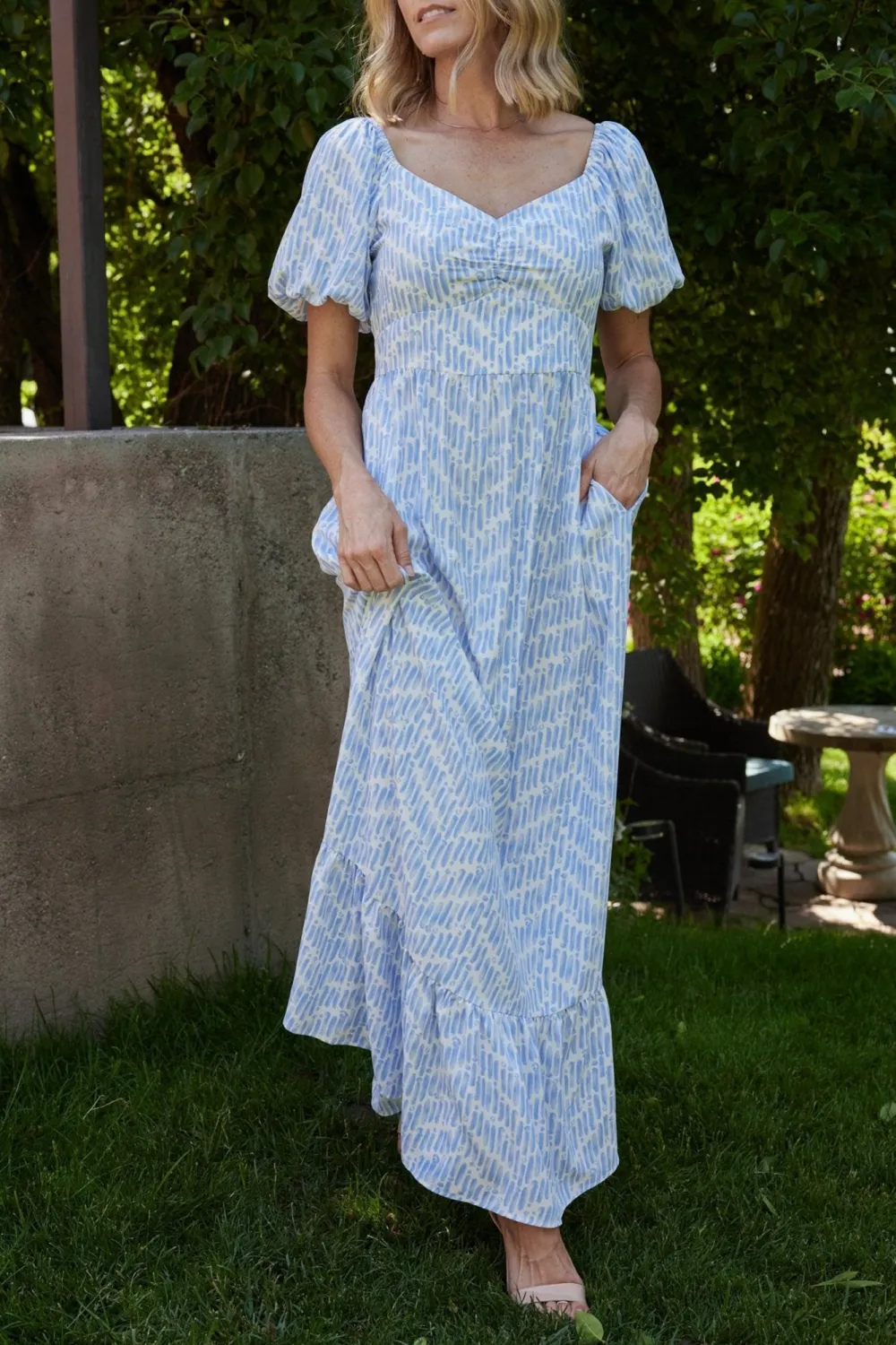 Ethereal And Breathable Chiffon Blue Printed Dress