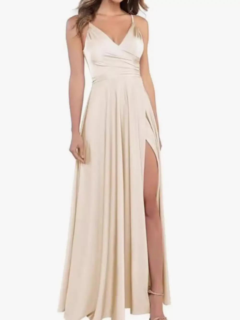 Ruched Slit Maxi Dress