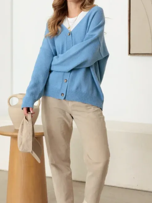 Oversize Long Sleeve V-Neck Sweater Cardigan