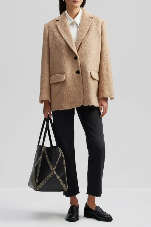 Fuzzy Wool Blend Blazer