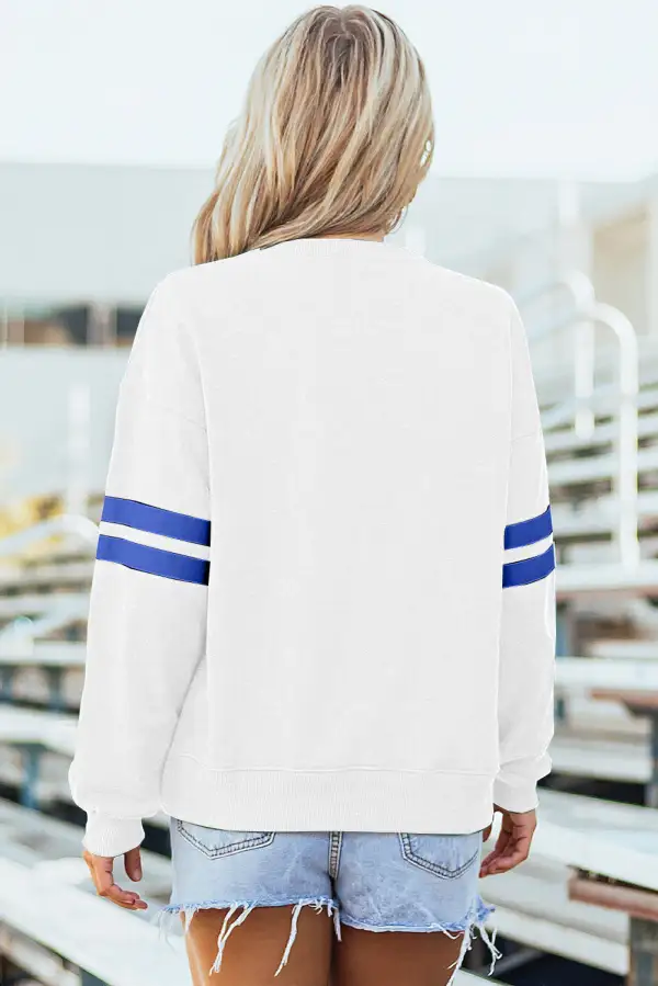 Relaxed Striped Drop Shoulder Varsity Stripe Sweatshirt