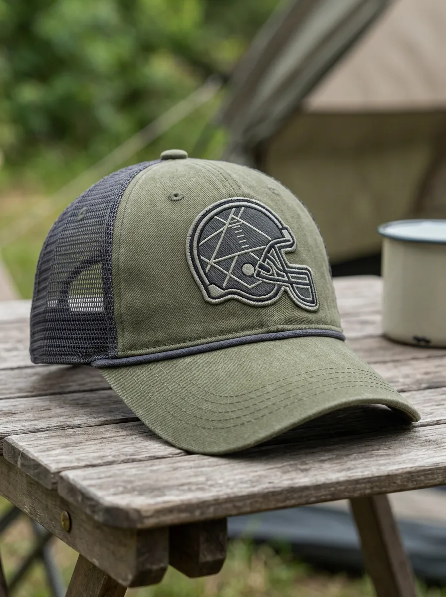 Men's Football Fan Geometric Helmet Printed Mesh Trucker Cap