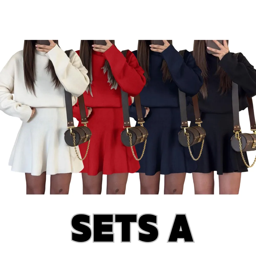 Women's Casual Half-High Neck Long Sleeve Knit Dress