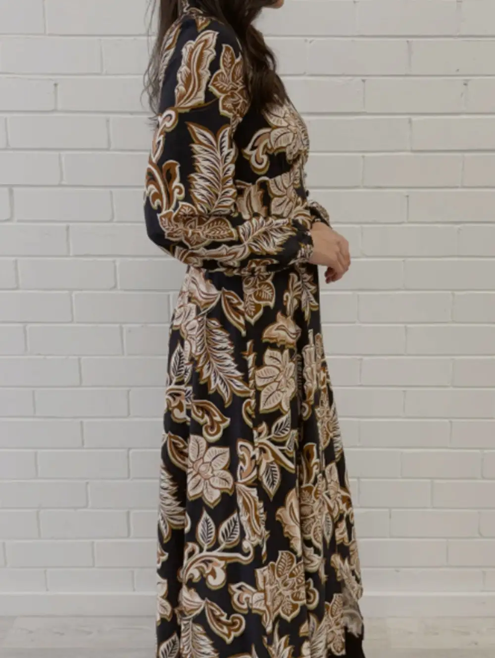 V-Neck-Neck Long-Sleeved Dress Waist