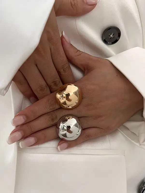 Geometric Polished Alloy Urban Ring