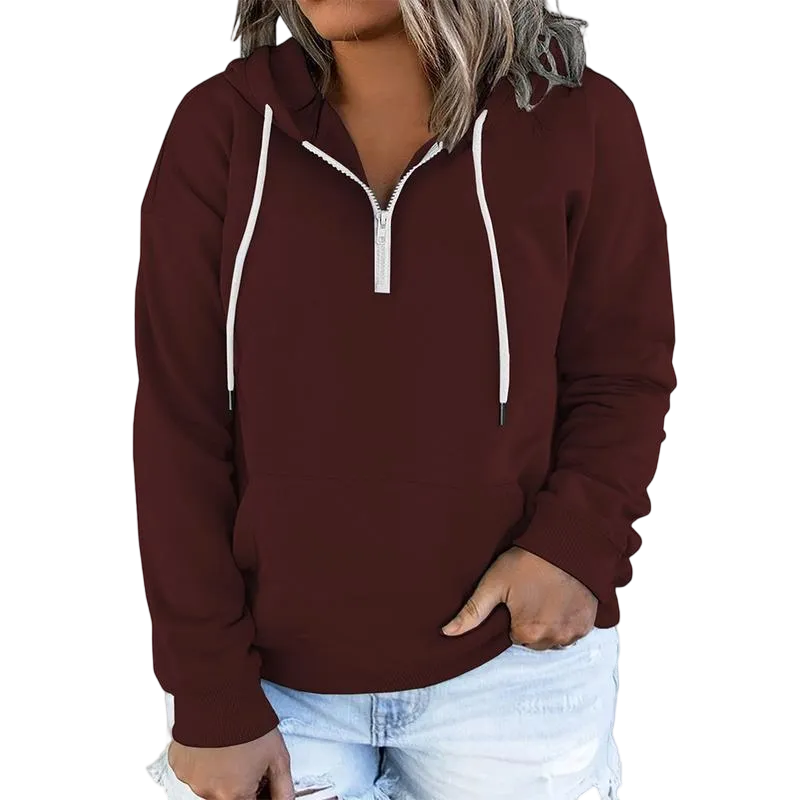 Women's Plus Size Quarter-Zip Hoodie - Lightweight Pullover with Pocket (1X-4X)