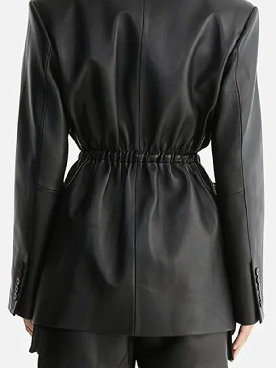 LEATHER LAPEL BLAZER