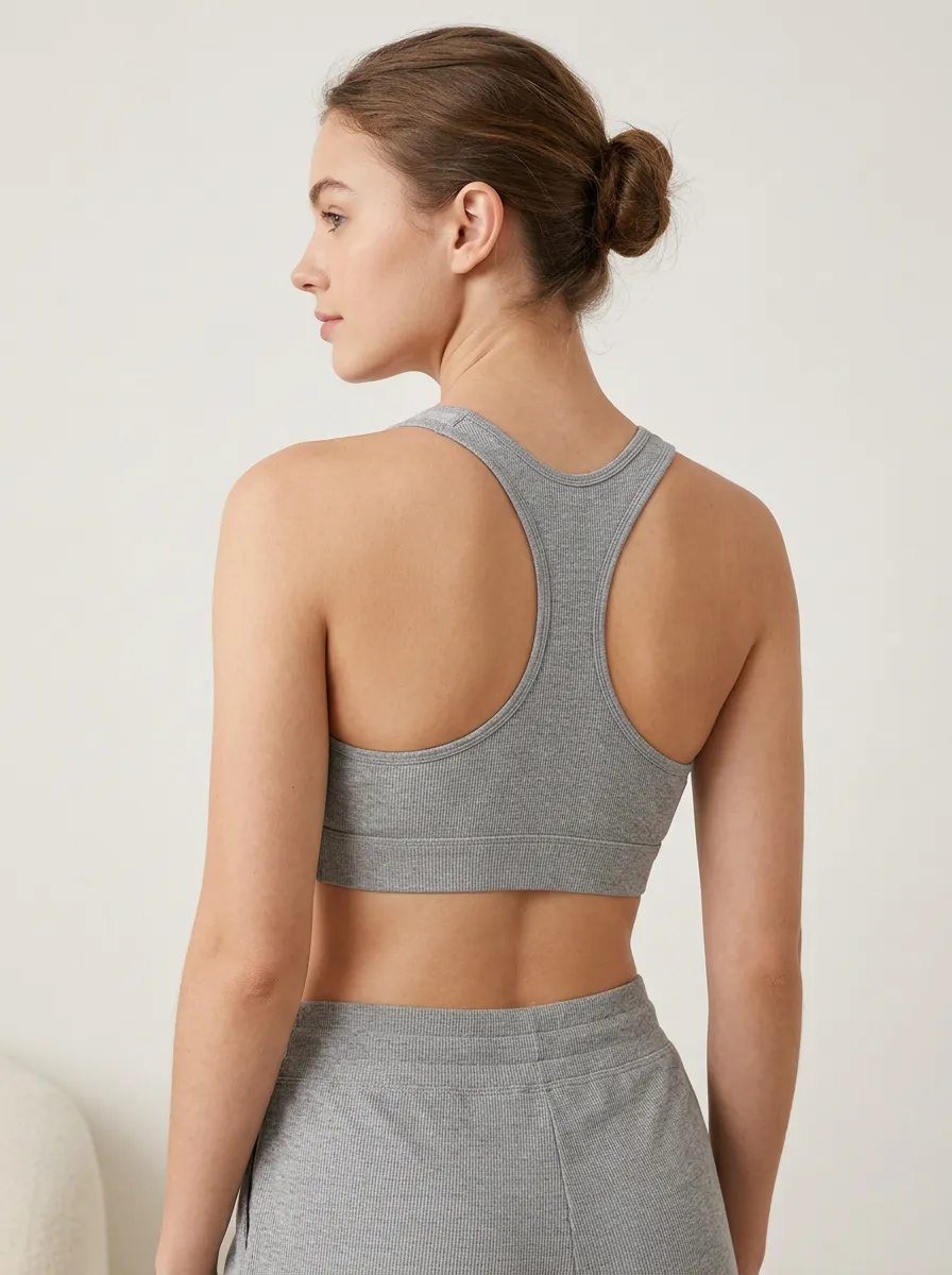 Women's Printed Ribbed Racerback Bra