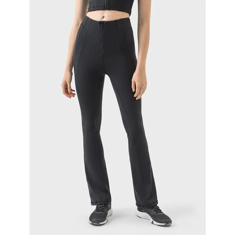 Zipper Detail High Waist Active Pants