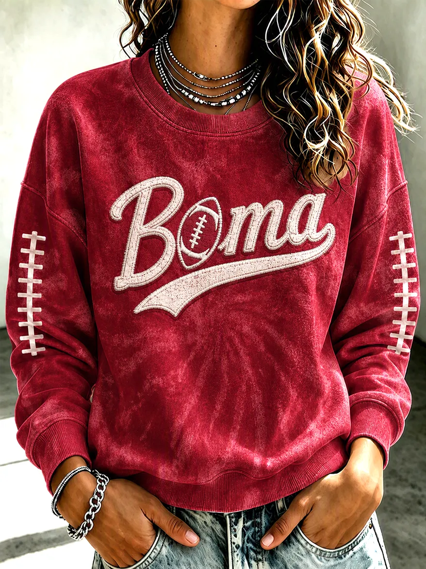 Women'S Retro Football Round Neck Sports Shirt