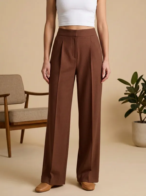 Wide-Leg High-Waisted High-Waist Solid Women's Wide-Leg Pants
