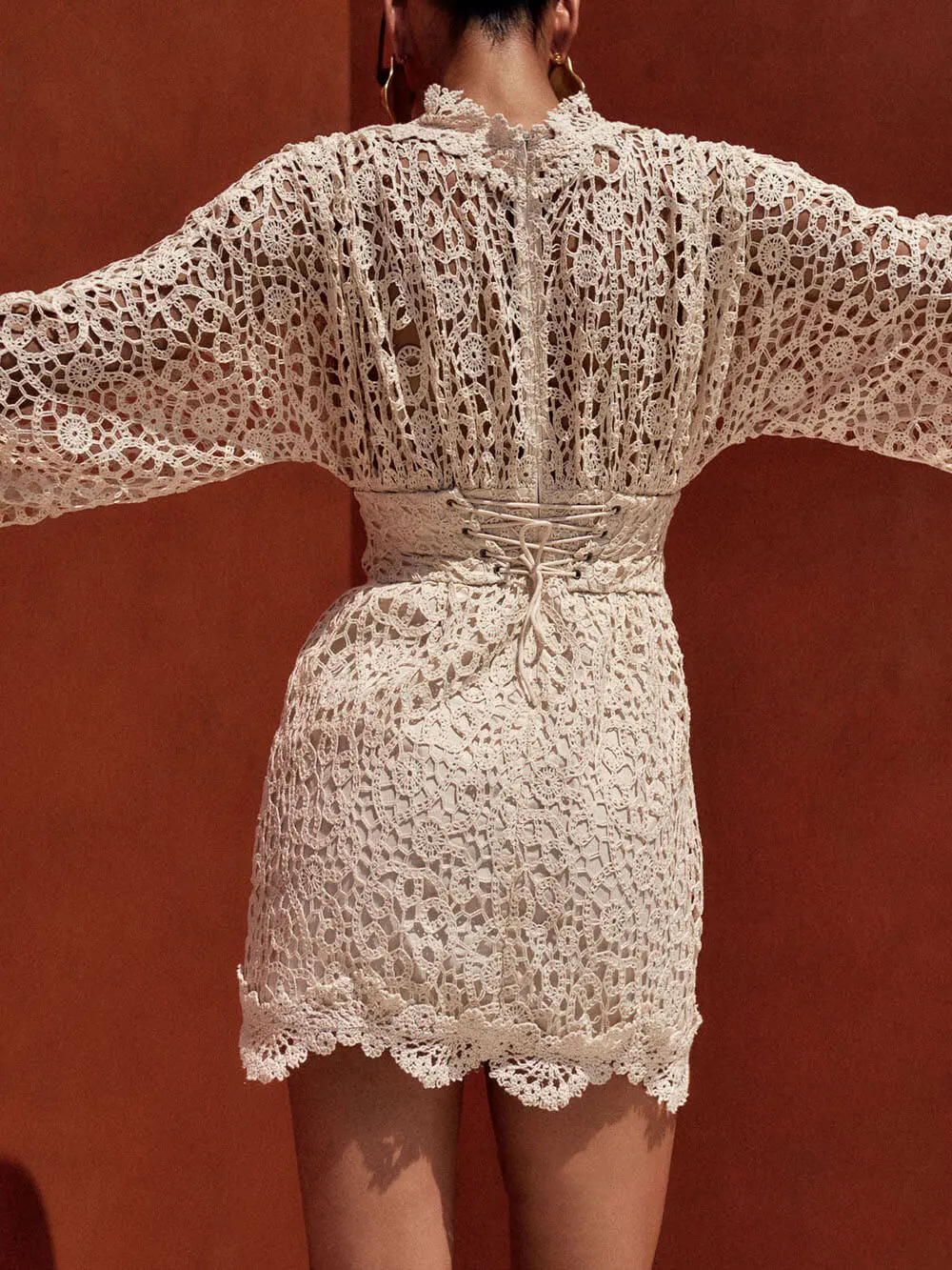 Lace Puff Sleeve Exquisite Mini Dress