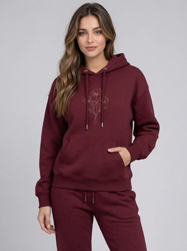 Women's Sage Green Relaxed Fit Solid Hoodie & Pants Set