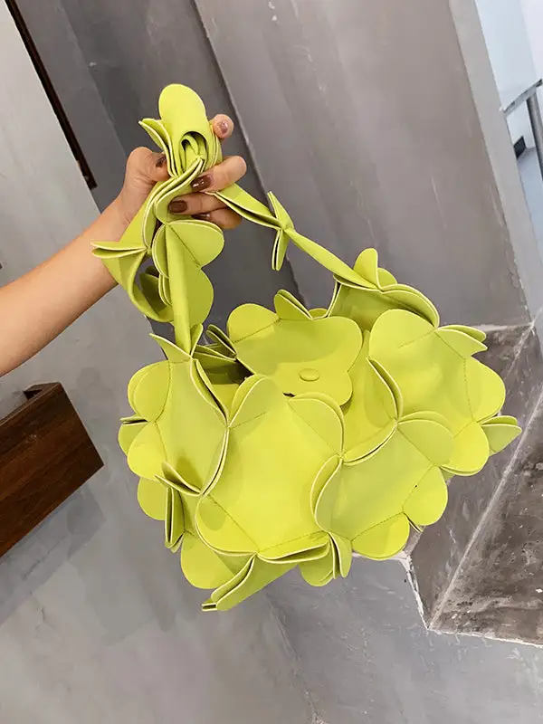 Flower Shape Solid Zipper Crossbody Bag