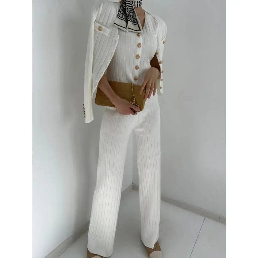 V Neck Tank, Cardigan and Pants Three Piece Sweater Set