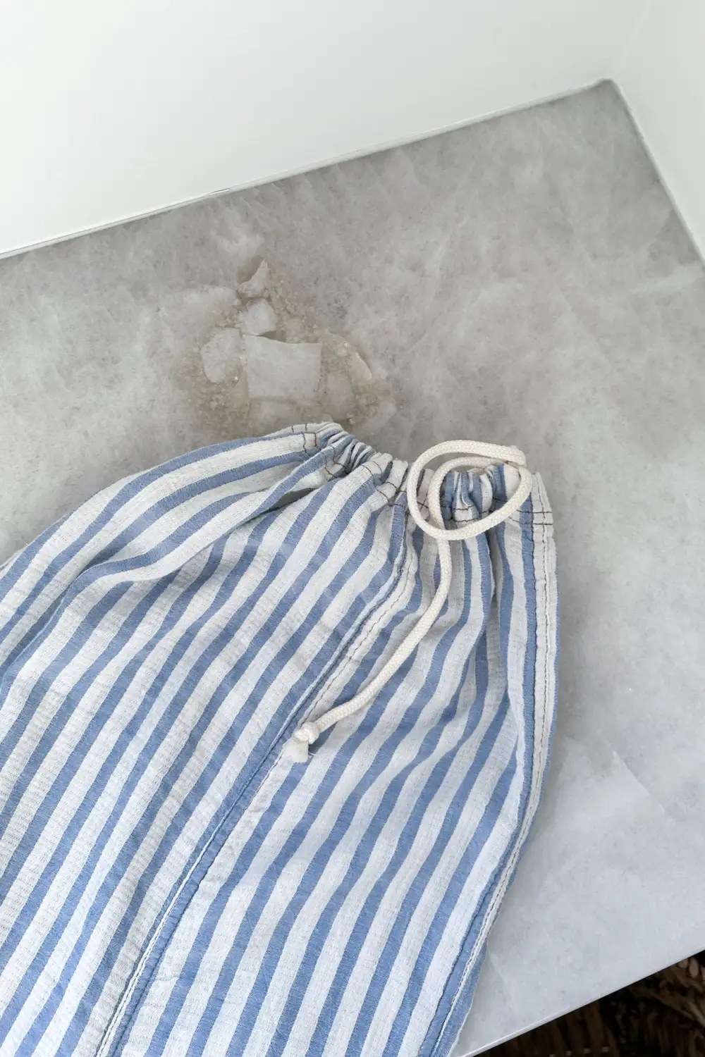 Washed Cotton Striped Relaxed Trousers
