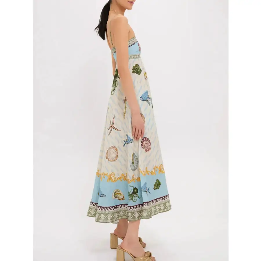 Ocean Spaghetti Strap Midi Dress