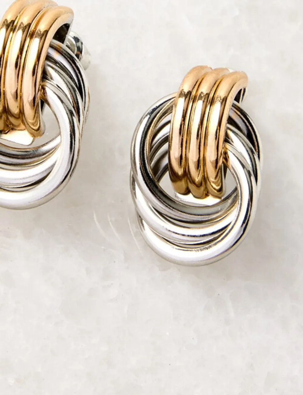 Creative Artistic Geometric Design Gold And Silver Earrings