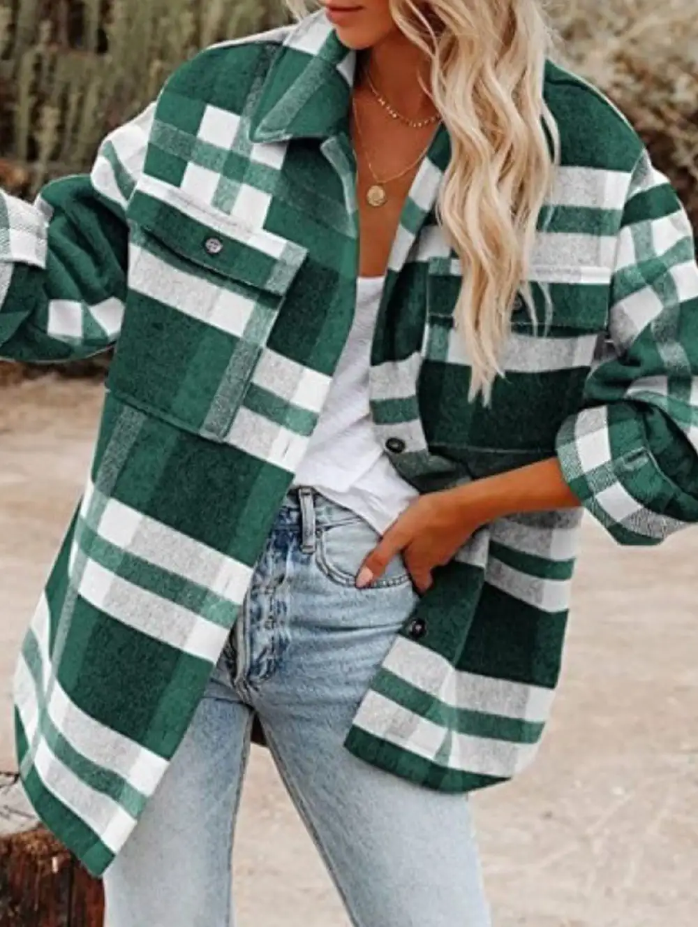 Loose Plaid Long-Sleeved Shirt