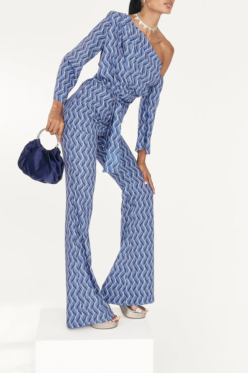 Floral Striped Design Trousers