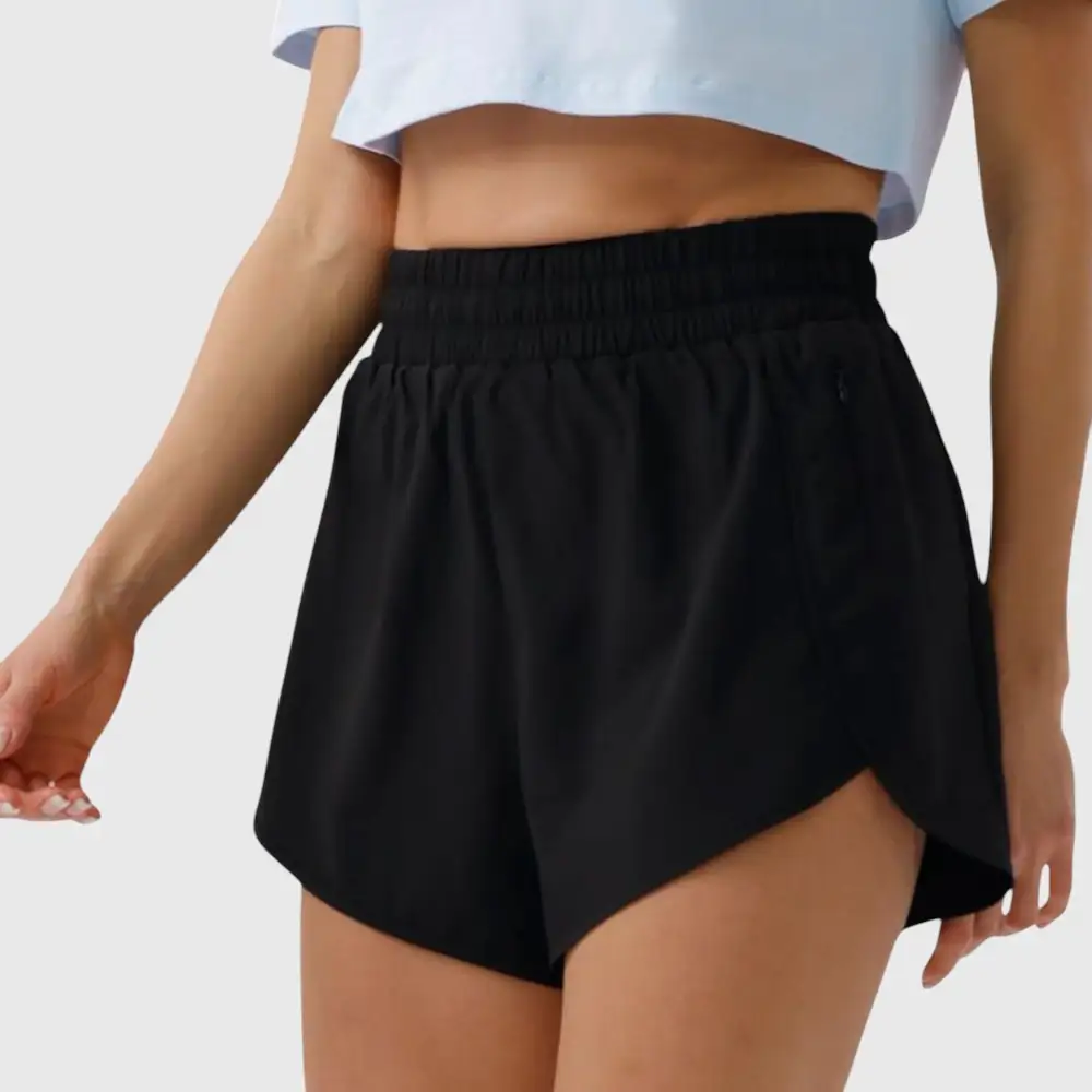 High-Waist Elastic-Waist Lightweight Running Shorts