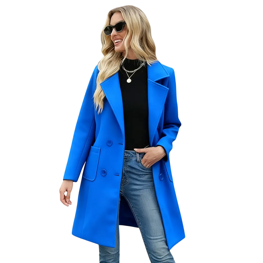 Women‘s Winter Wool Blend Camel Mid-Long Coat