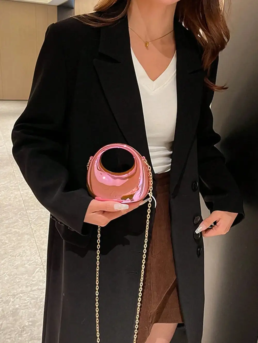 Kiss Lock Acrylic Crescent Box Handbag