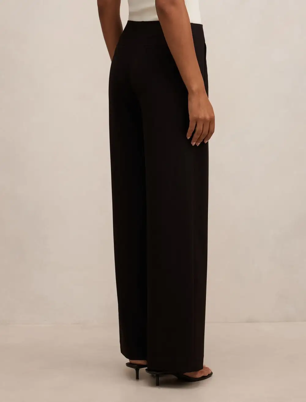 Black Mid Rise Straight Leg Pants