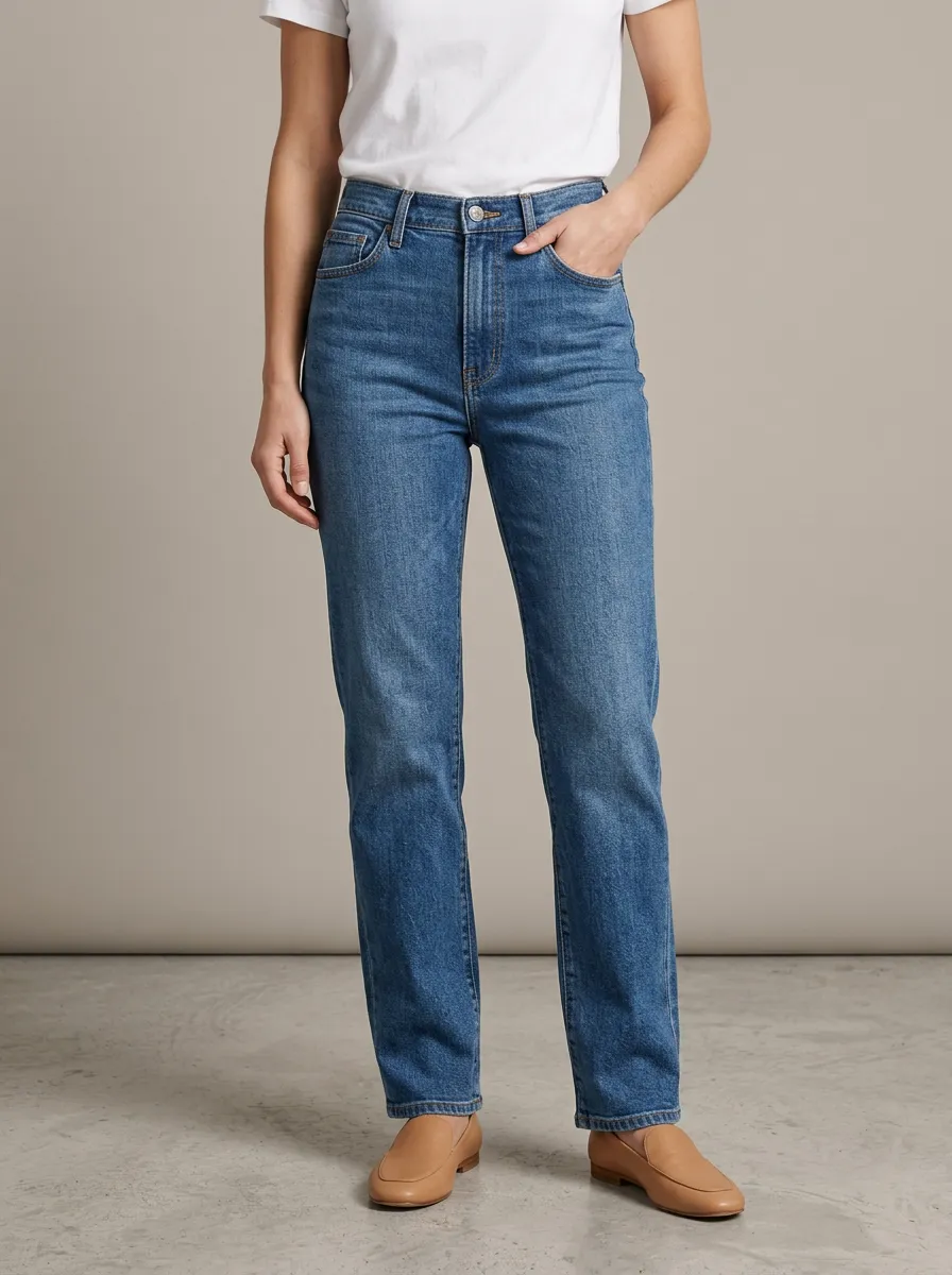 Women's Modern Straight Leg High Rise Denim Jeans