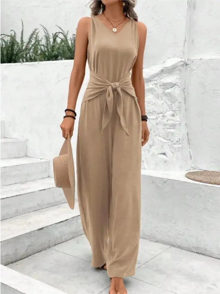 Relaxed Tailoring Short-Sleeve Wide-Leg Jumpsuit