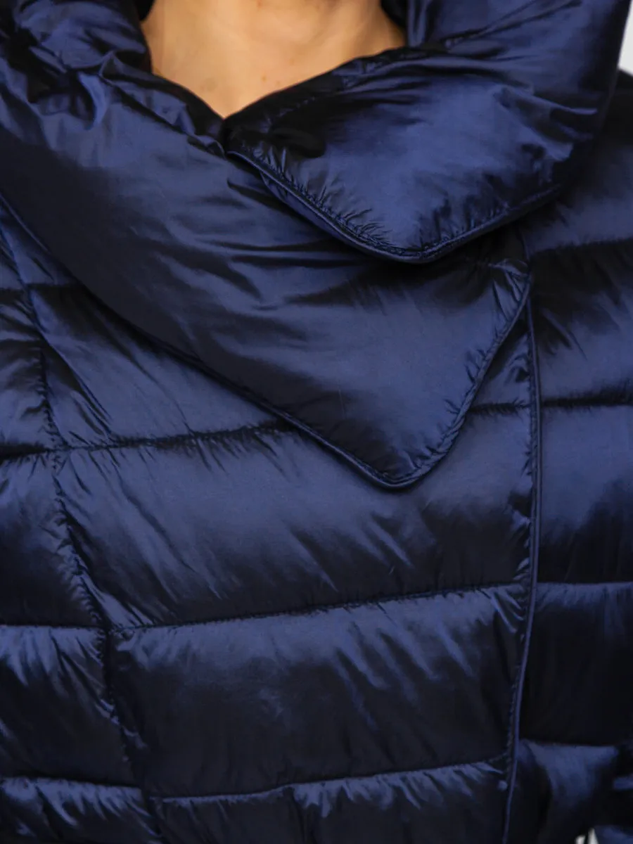 Dark blue women's long winter jacket