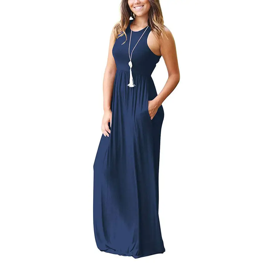 Full Size Grecian Neck Dress with Pockets