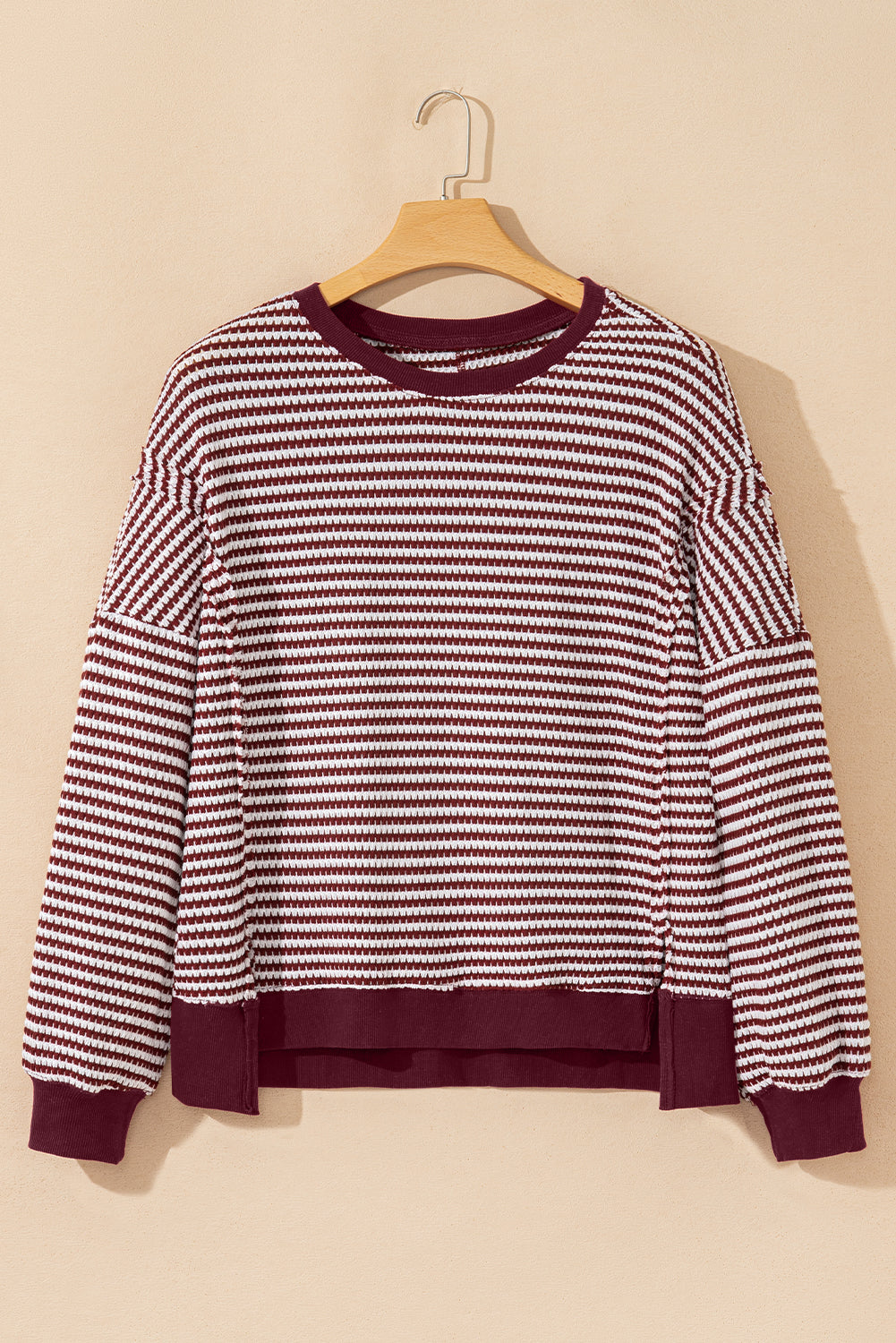 Women's Striped Ribbed Long Sleeve Top