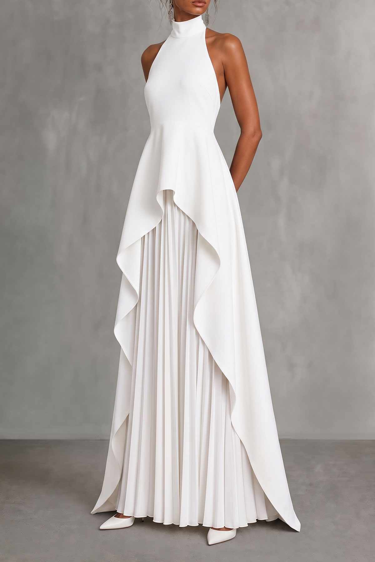 High Neck Asymmetrical Matching Skirt Set